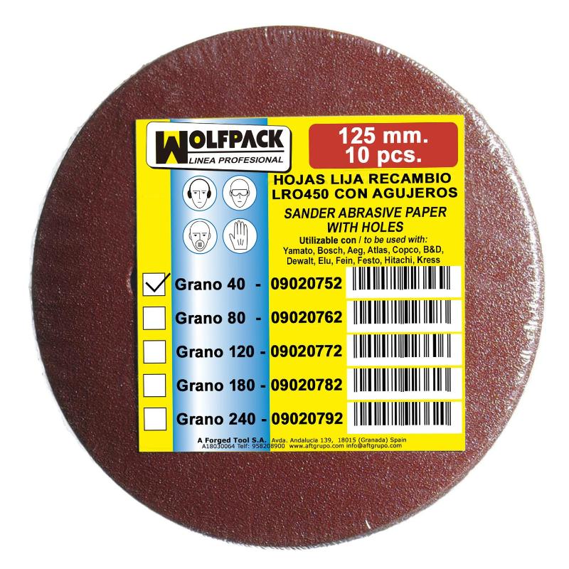 Lija Recambio Velcro Para Lijadoras Excentricas Disco 125 Ø Con Agujeros Grano 40 (10 Piezas)_1
