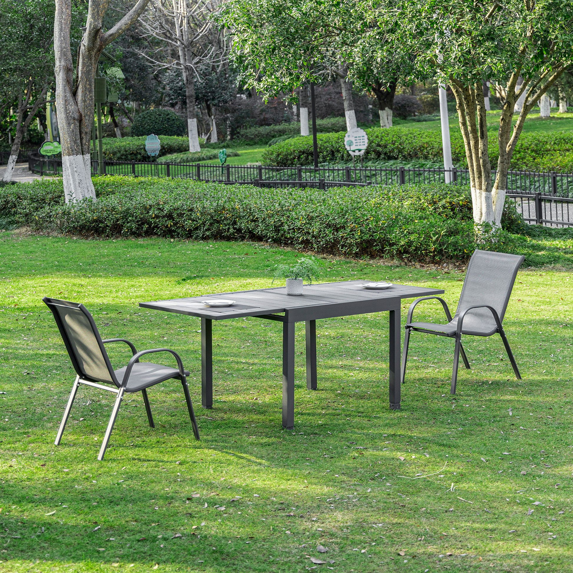 Outsunny Mesa De Jardín Extensible De Aluminio Para 4-6 Personas 90-180x90x73 Cm_1