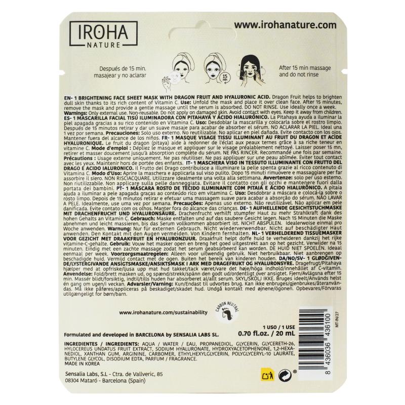 Máscara Facial Iluminadora Iroha Nature com Pitahaya 20 ml
