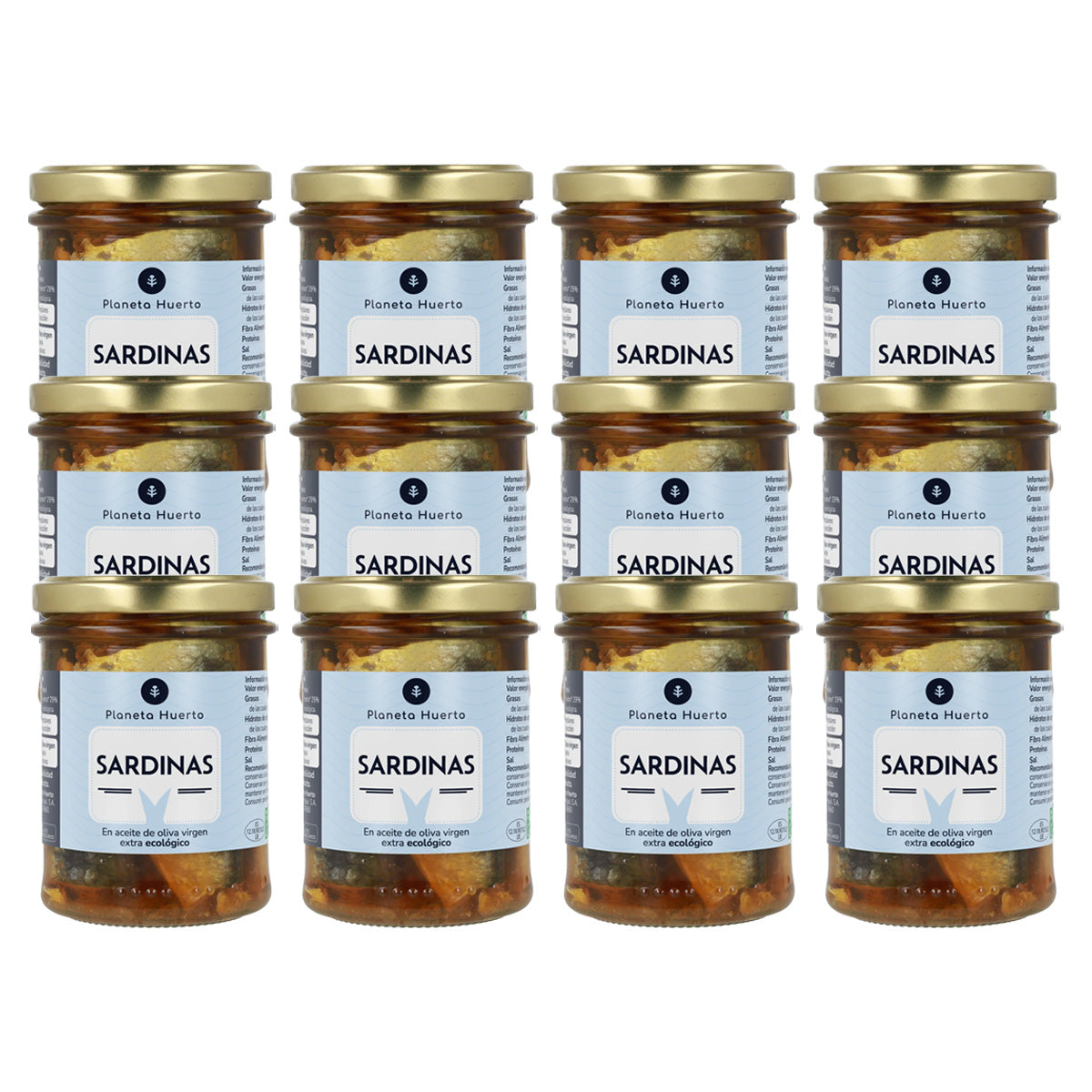 Pack 12x Sardinhas em Azeite Biológico Planeta Huerto 190 g