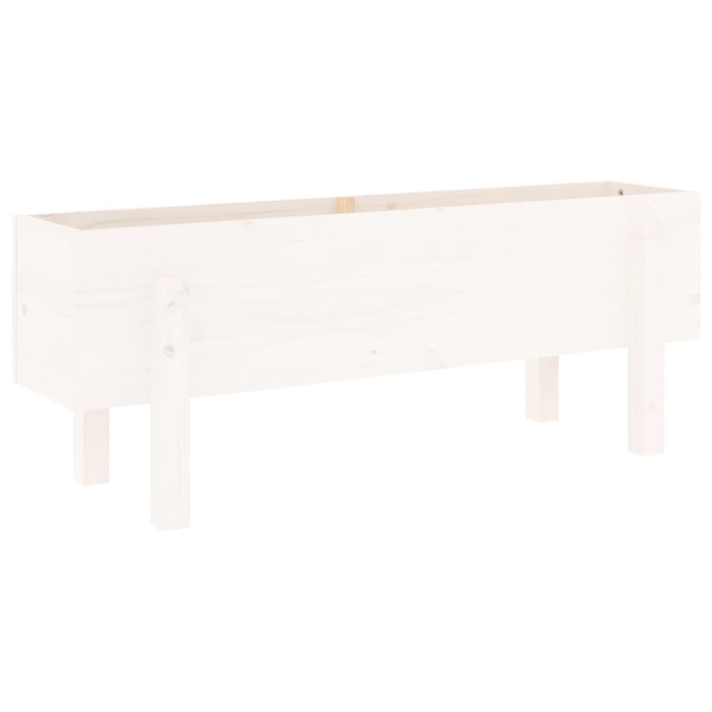Arriate Elevado De Jardín Madera Maciza Pino Blanco 101x30x38cm_3