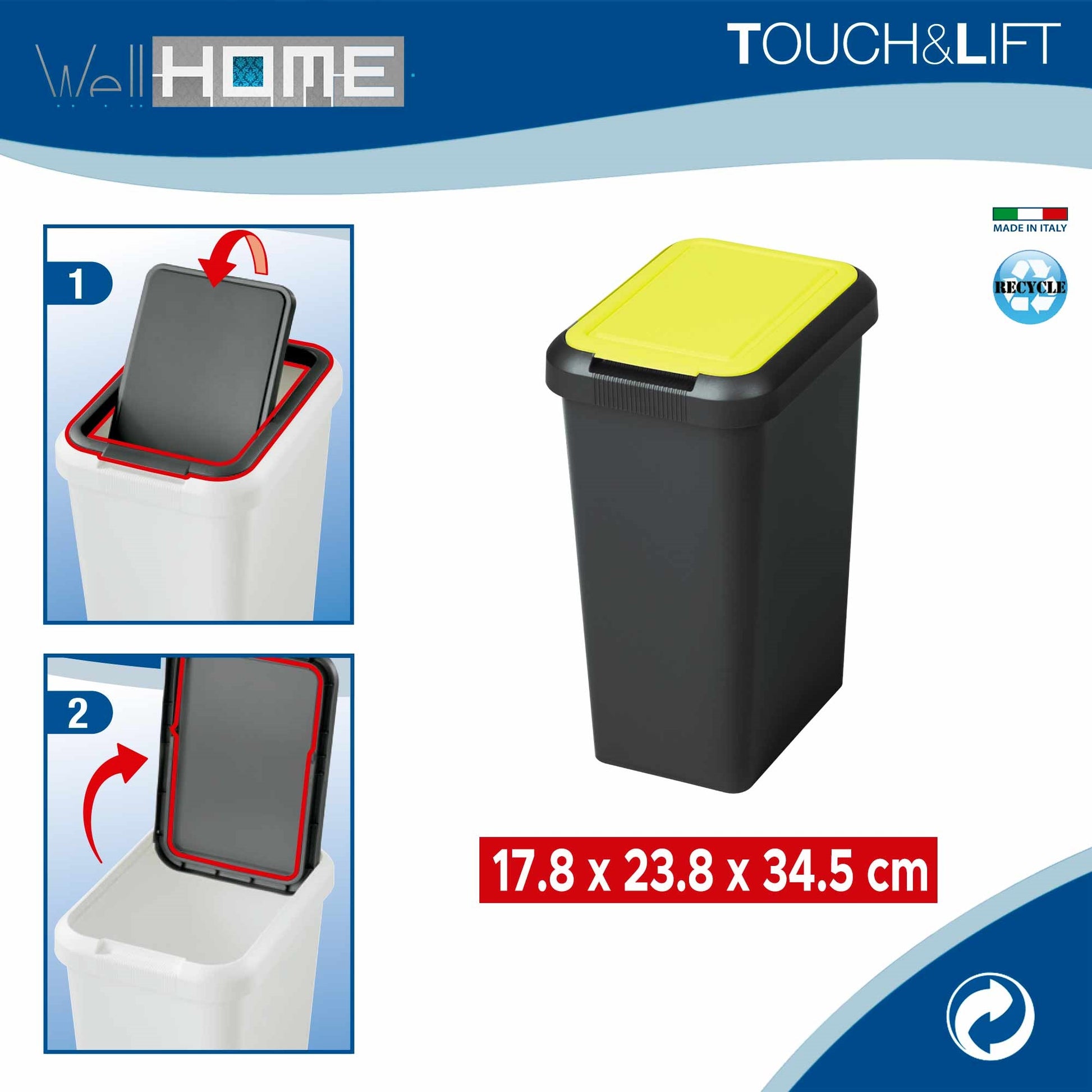 Set 2 Papeleras touch & Lift De 9l Ámbar_1