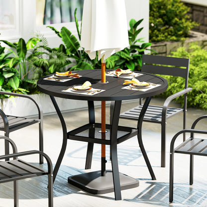 Outsunny Mesa De Jardín Exterior Con Orificio Para Sombrilla Ø90x73 Cm Negro_1