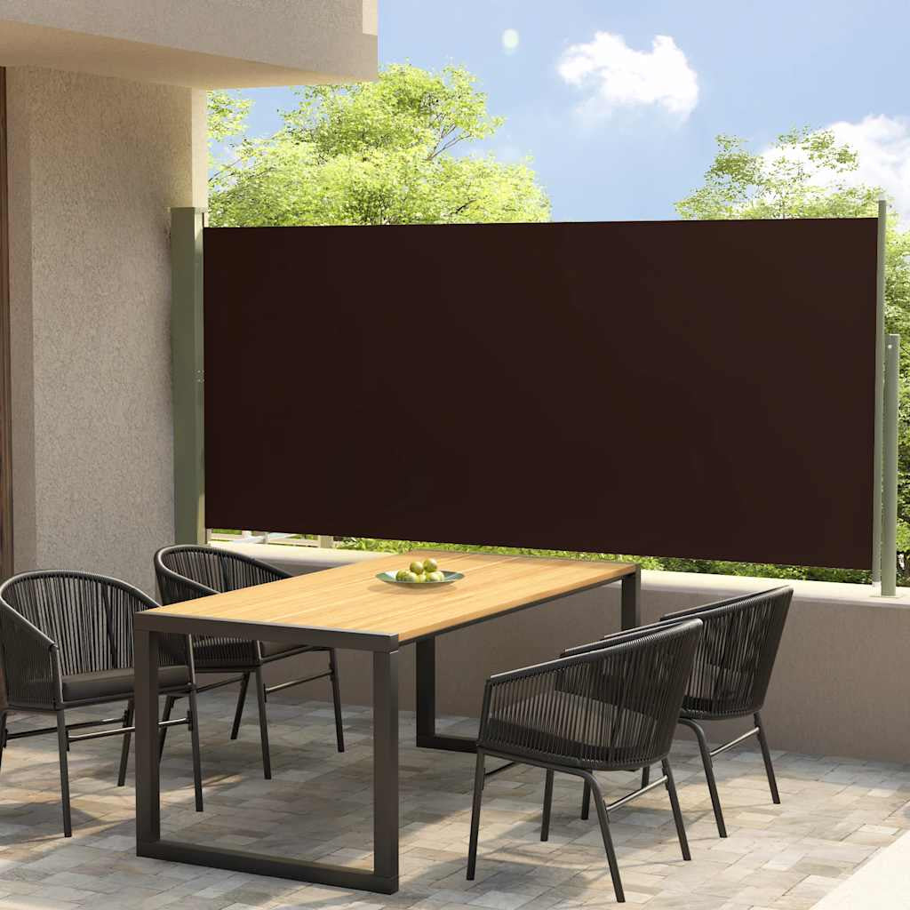 Vidaxl Toldo Lateral Retráctil De Jardín Marrón 117x300 Cm_1