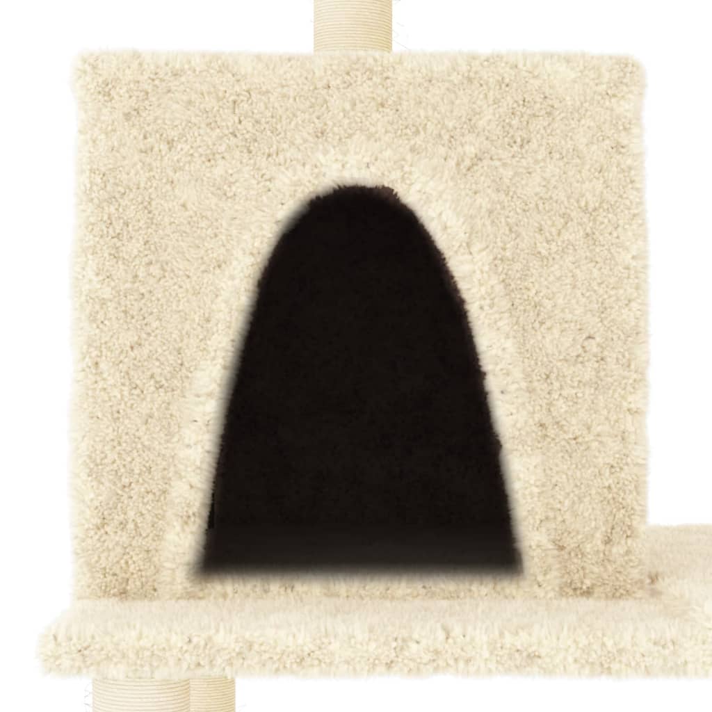 Rascador Para Gatos Con Postes De Sisal Color Crema 167 Cm_4