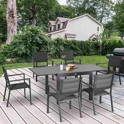 Outsunny Conjunto Muebles De Jardín Con Mesa Extensible Y 6 Sillas Apilables_1