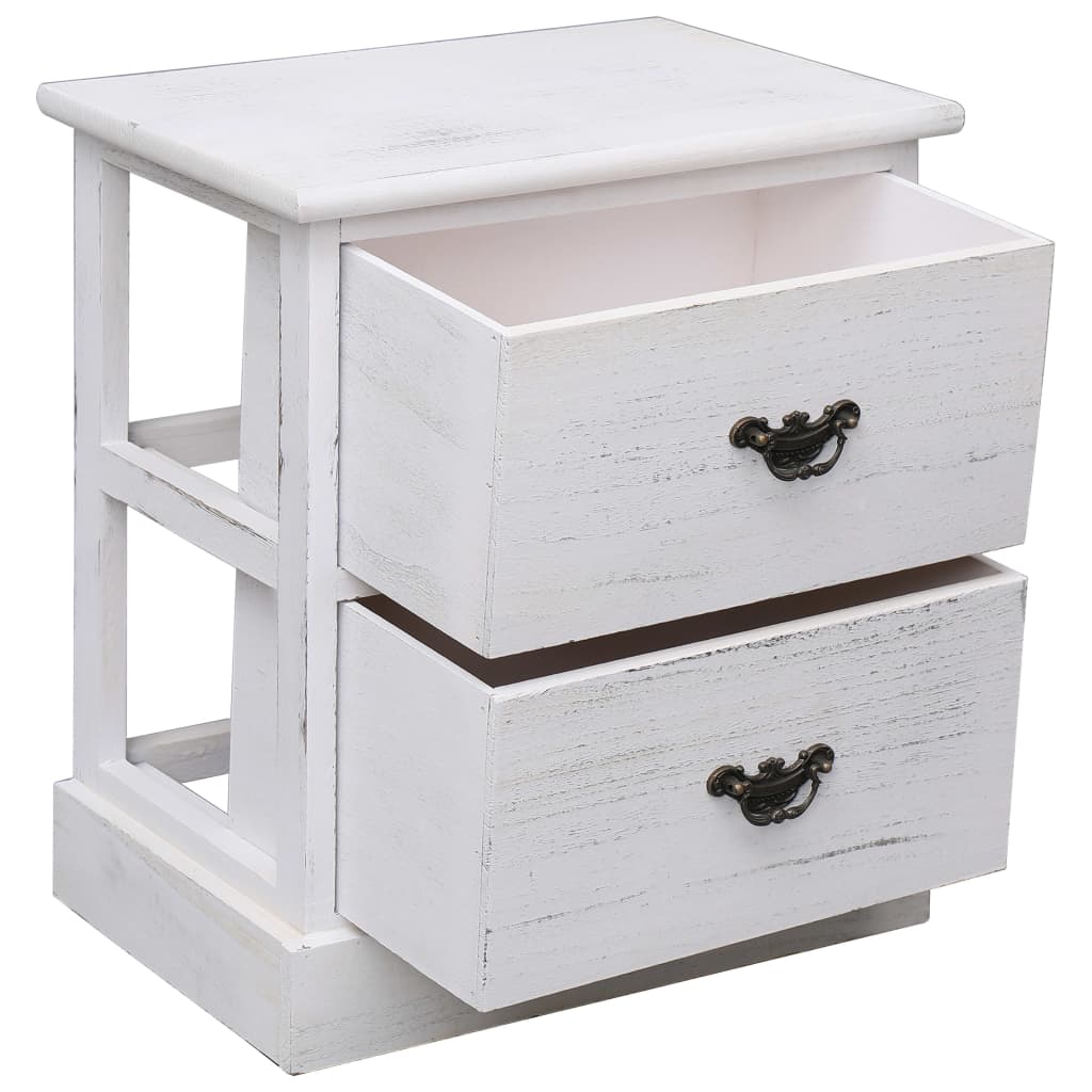 Mesitas De Noche 2 Uds Madera De Paulownia Blanco 38x28x45 Cm_4