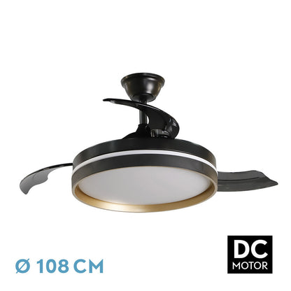 Ventilador Dc Mandarin Negro/oro 72w 3aspas 108d Reg.intensidad 7200lm 3000-4000-6500k Remoto+memoria+temporizador_0