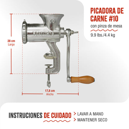 Victoria Picadora Trituradora De Carne Manual, Embutidora Salchichas, Chorizo, Máquina Para Picar Carne, 30049, Cromado_4
