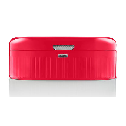 Retro Bin Panera De Mesa Para Guardar Pan, Bollería, Diseño Vintage, Bread Bin, Caja Metal Swan Swka1014rn, Rojo