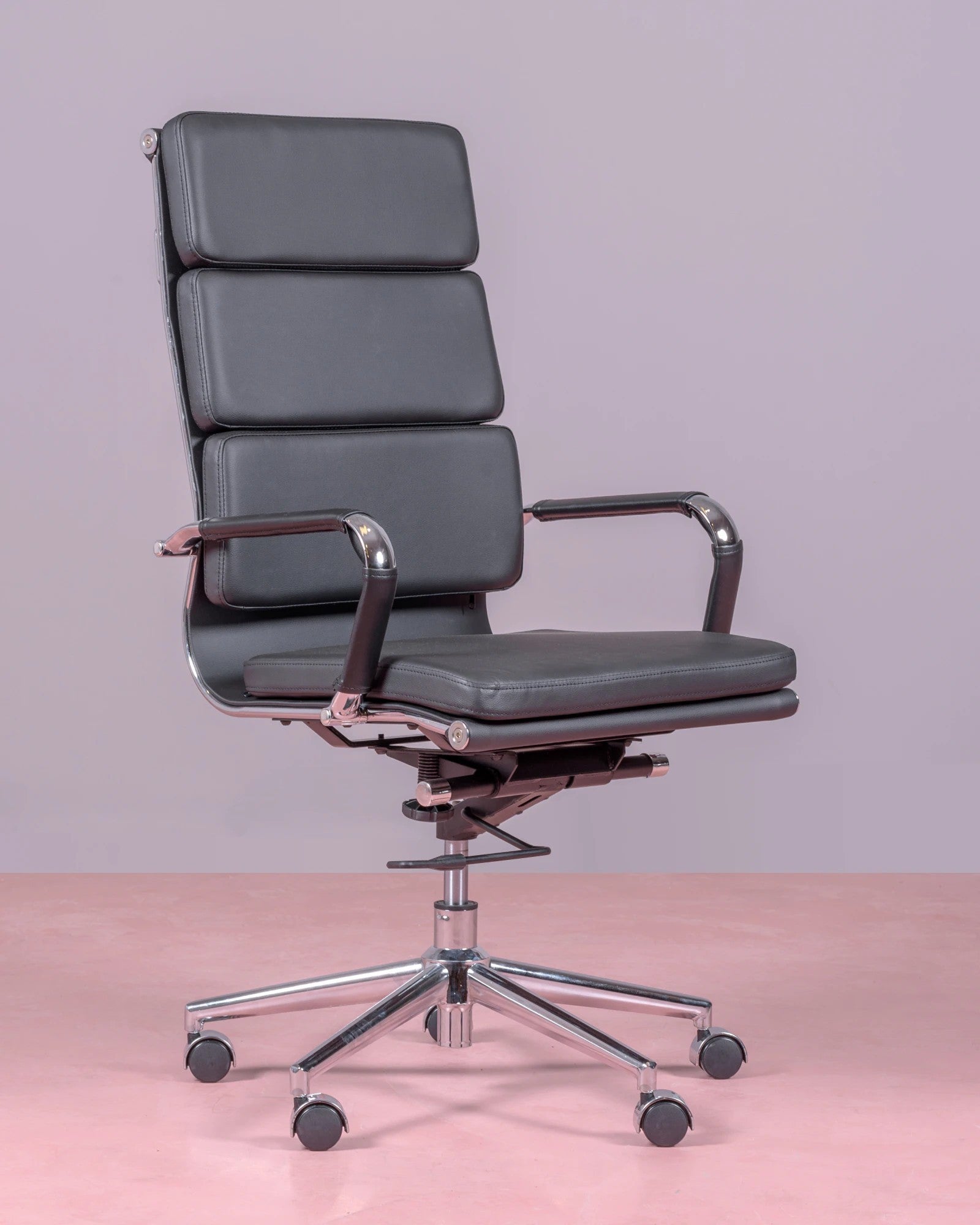 Silla De Oficina Con Ruedas Y Respaldo Alto Acolchado En Polipiel - Alu S_0