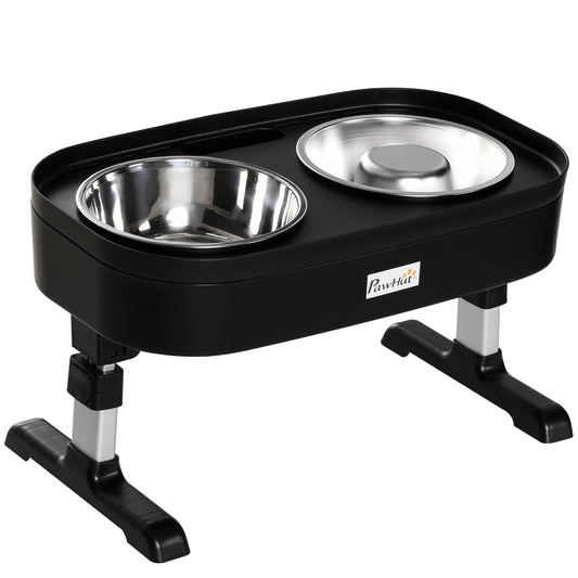 Pawhut Comedero Elevado Para Perros De 4 Alturas Ajustables 43x25x30 Cm Negro_0