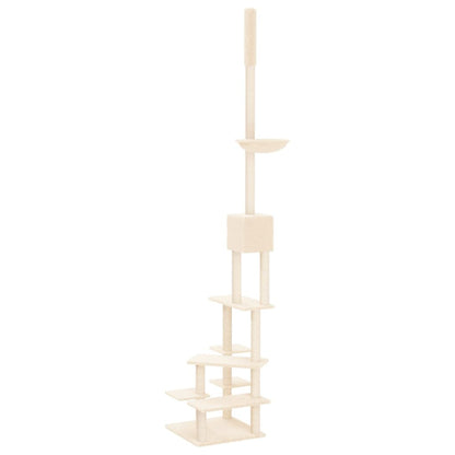 Vidaxl Árbol Rascador Para Gatos De Suelo A Techo Crema 268,5-294,5 Cm_4