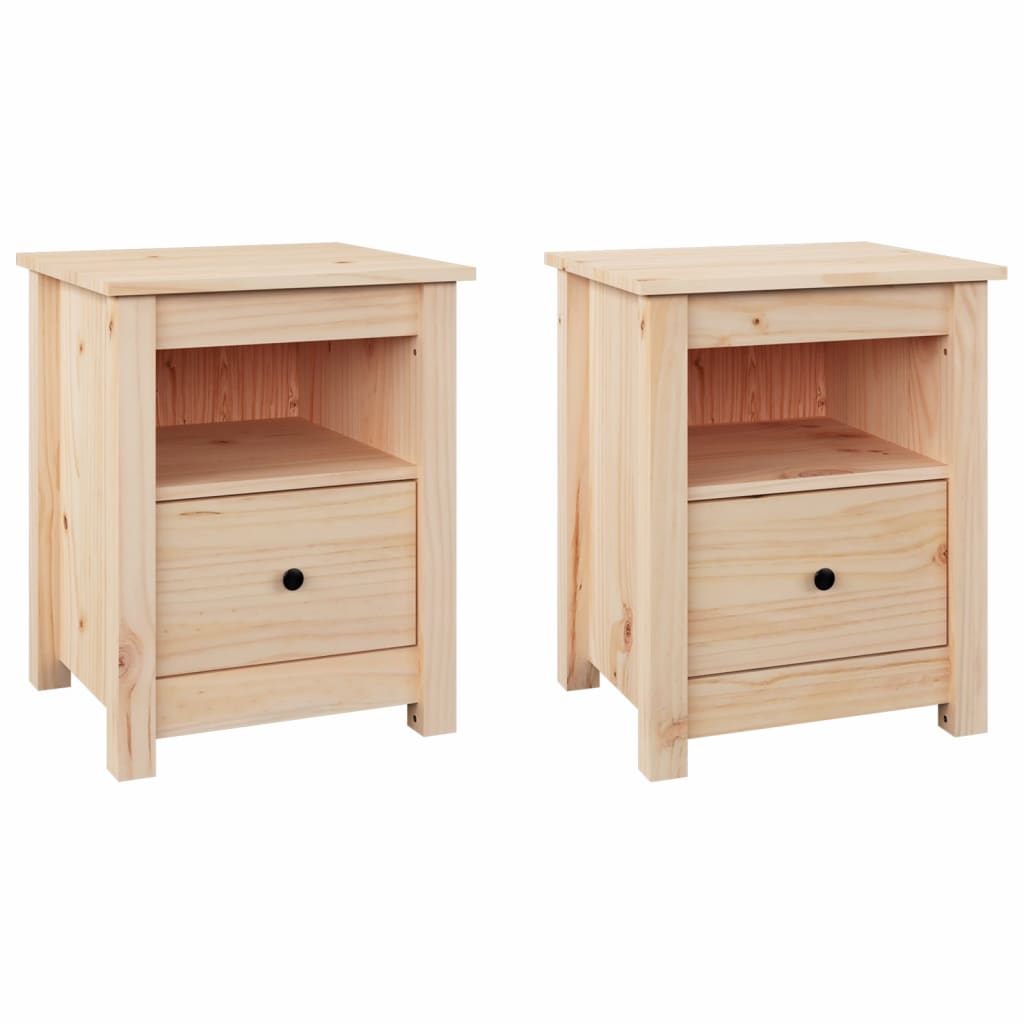 Mesitas De Noche 2 Uds Madera Maciza De Pino 40x35x49 Cm_0