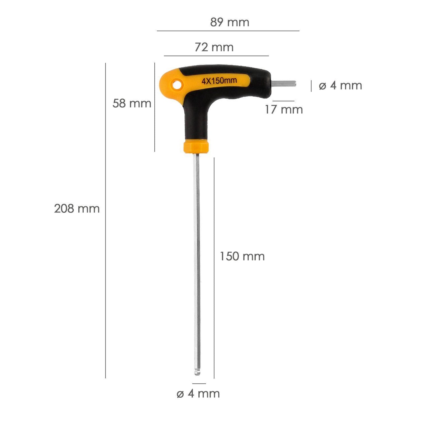 Llave Allen Con Bola Mango Bimaterial Soft Touch Forma T 4,0 Mm. Acero Cromo Vanadio, Destornillador Allen, Llave Hexagonal_1