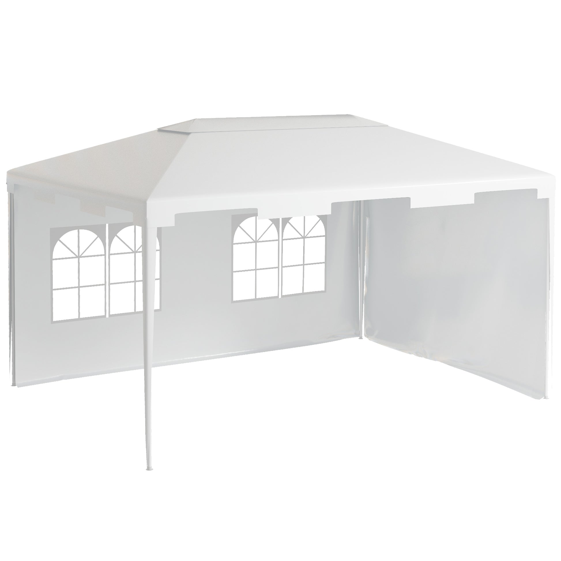 Outsunny Carpa De Jardín 4x3 M Con 2 Laterales 2 Ventanas Anti-uv Blanco_0