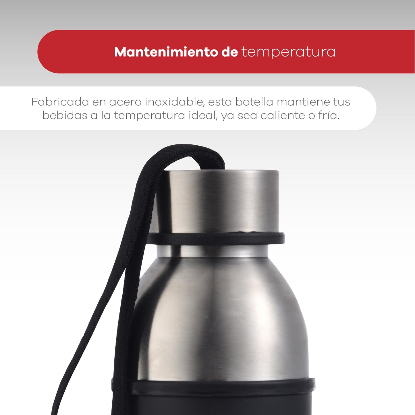 Botella De Agua De 570ml Walking Negro En Acero Inoxidable Bergner_1
