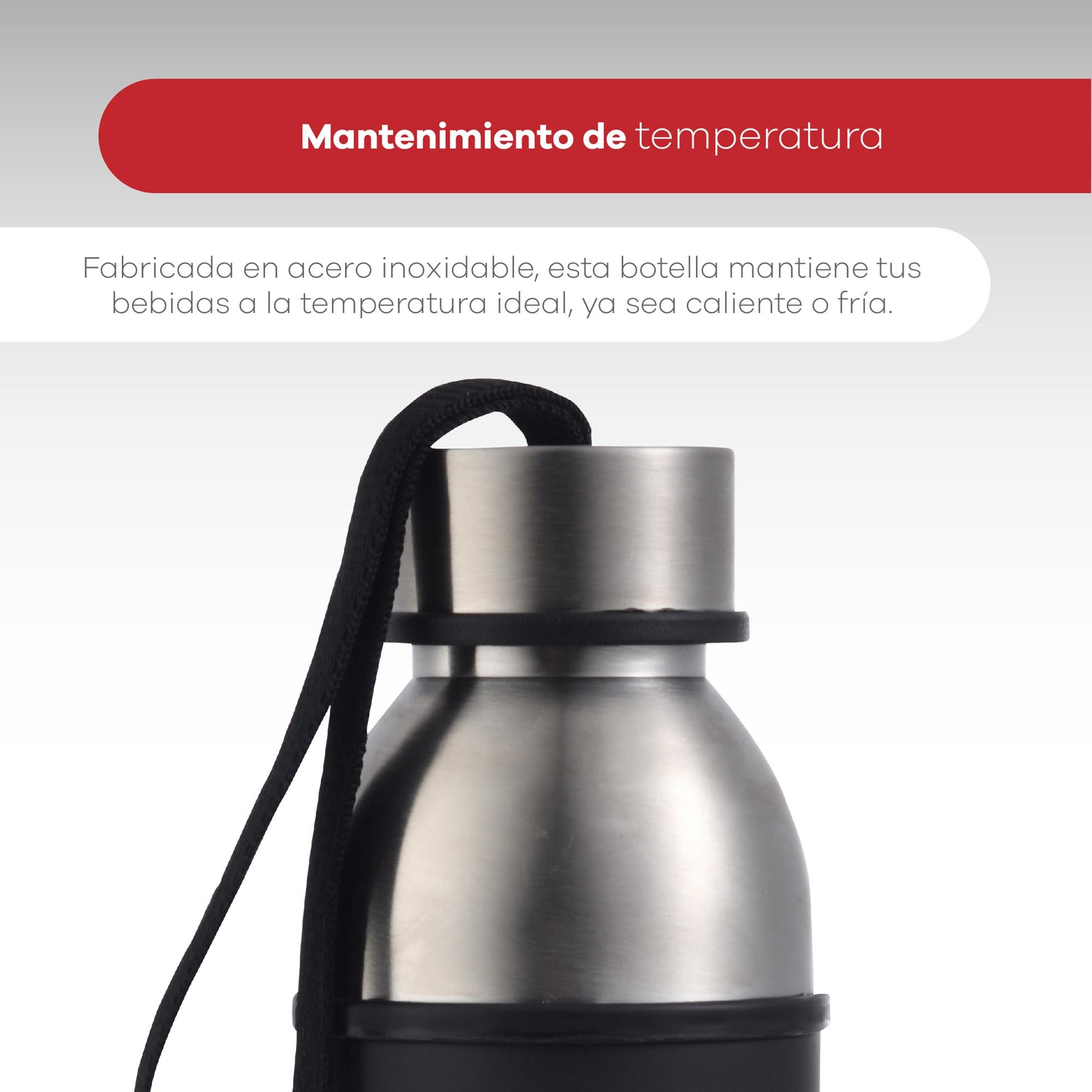 Botella De Agua De 570ml Walking Negro En Acero Inoxidable Bergner_1