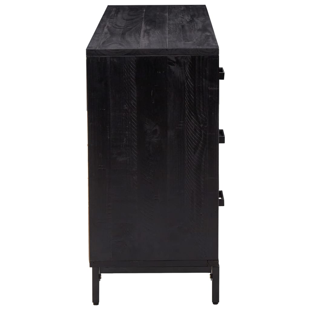 Aparador De Madera Maciza De Pino Negro 110x35x70 Cm / Vetonek_1