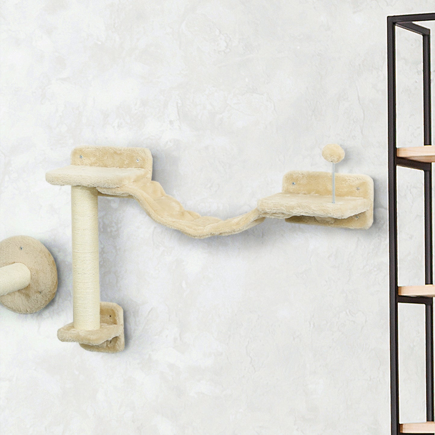 Pawhut Estante De Escalada Para Gatos De Pared Con Hamaca Bola Beige_4