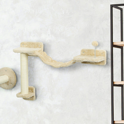 Pawhut Estante De Escalada Para Gatos De Pared Con Hamaca Bola Beige_4