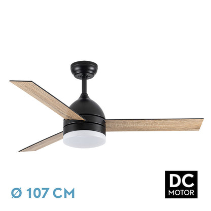 Ventilador Dc Legio 26w Negro 3aspas Negro/roble 107d 2950lm 3000-4000-6000k Remoto+memoria+temporizador_1