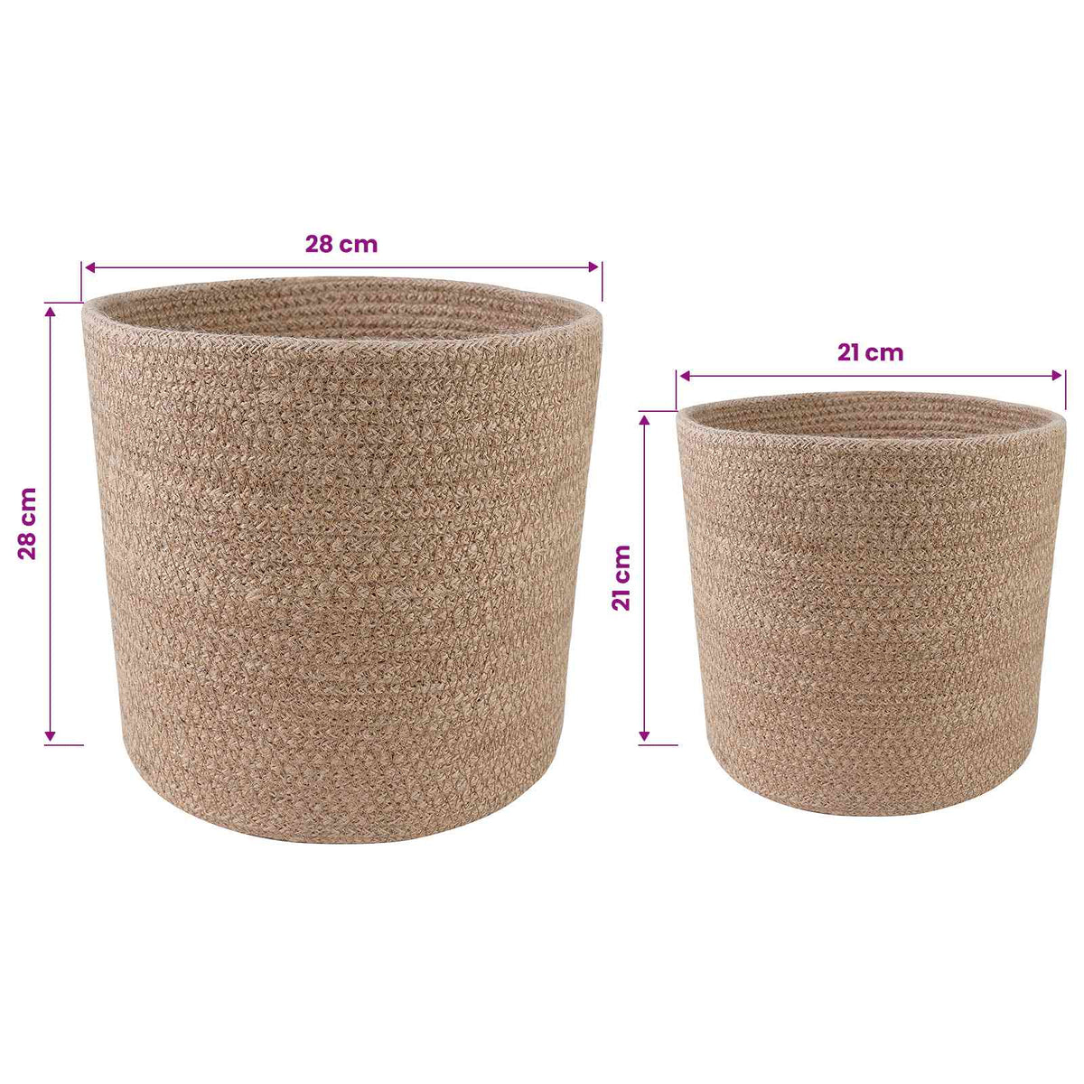 Set De Macetas De Planta 2 Uds. Natural Ø 28 X 28 Cm_5
