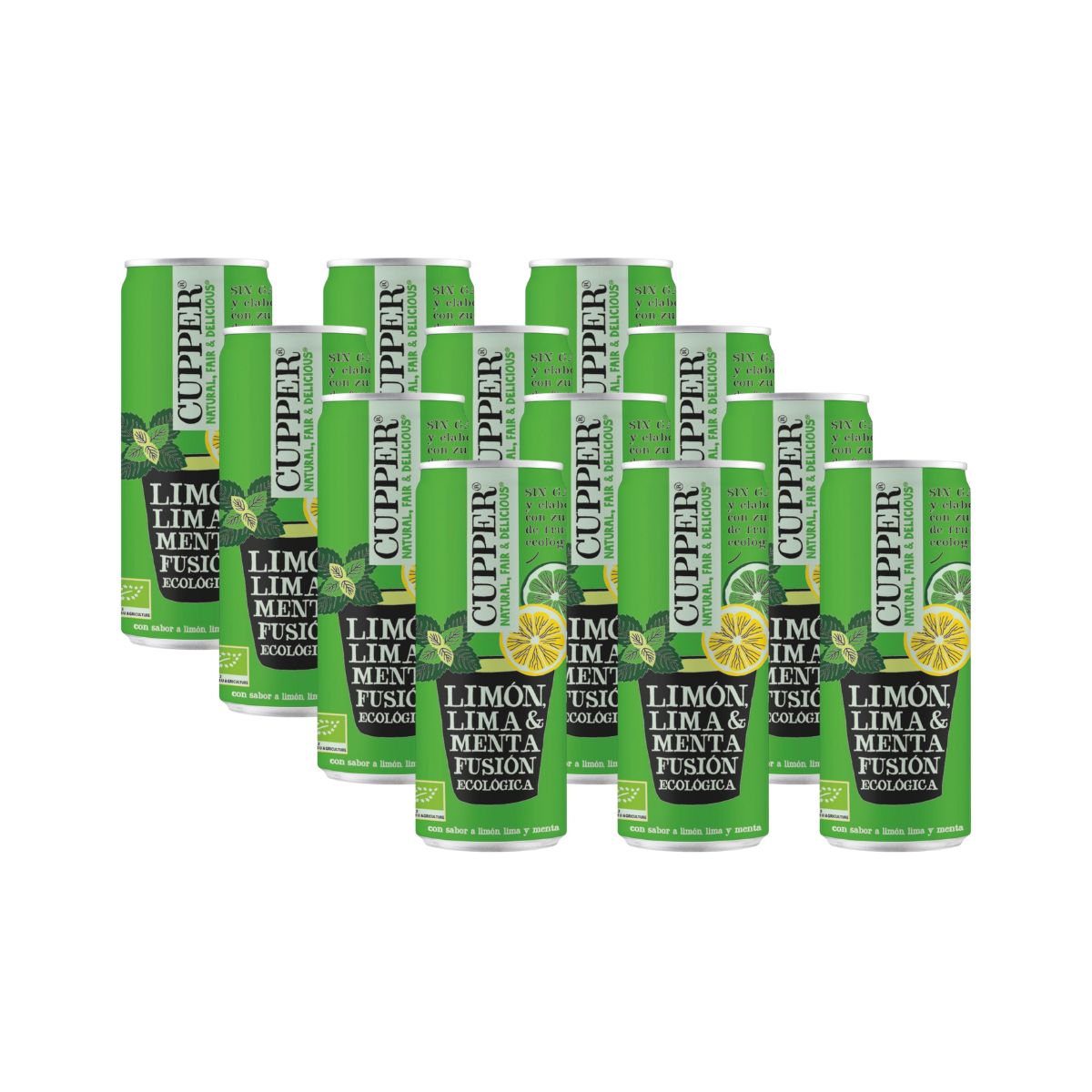 Embalagem de 12 Refrigerantes Bio Cupper de Hortelã, Limão e Lima 250 ml