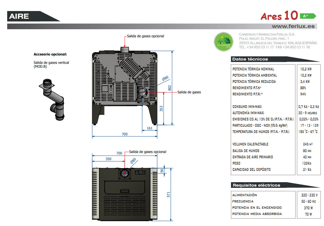 Bricosol Estufa De Pellets Ares 10 Marron Vintage De Ferlux_4