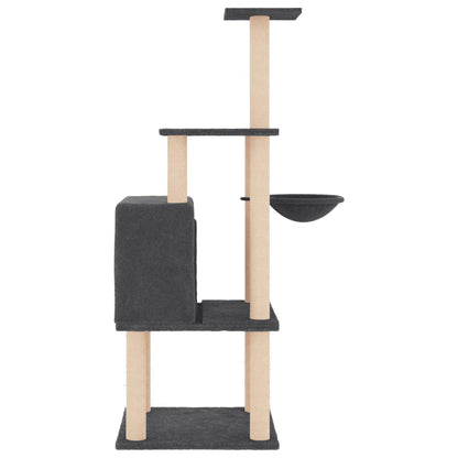 Rascador Para Gatos Con Postes De Sisal Gris Oscuro 132 Cm_3