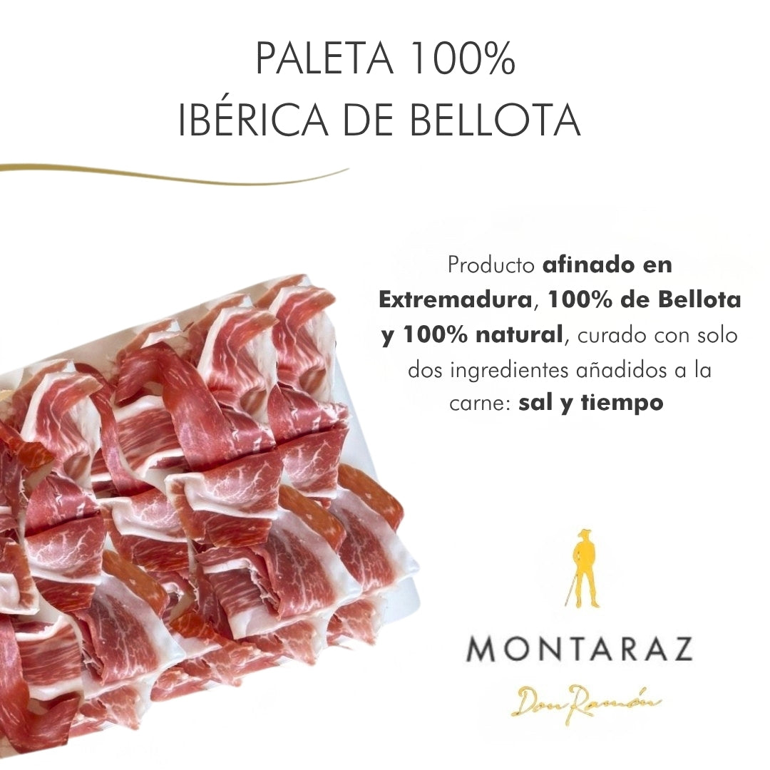 Montaraz® Caja Regalo Gourmet | 6 Loncheados De Paleta 100% Ibérica De Bellota Envasados Al Vacío (600gr) De Extremadura_1