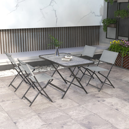 Outsunny Conjunto De Mesa Y 4 Sillas De Jardín Estilo Moderno Para Exterior Gris_1