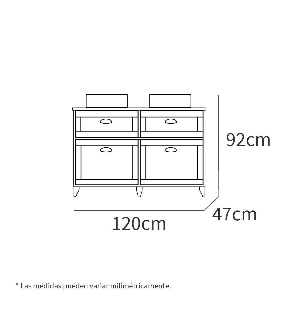 Mueble De Baño Sin Lavabo Toscana En Acabado Color Blanco, 92cm(alto) 120cm(ancho) 47cm(l_4