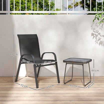 Outsunny Conjunto De Muebles De Jardín Con 2 Sillones Apilables Y Mesa De Centro_2