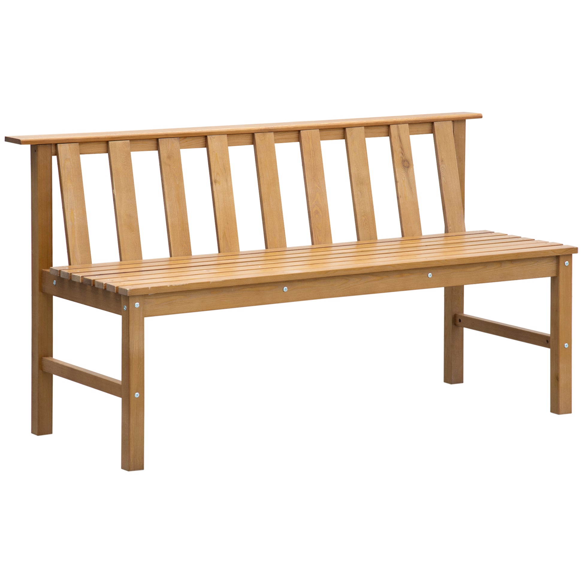Outsunny Banco De Jardín De 3 Plazas De Madera Con Respaldo Listones 144x60x77cm_0
