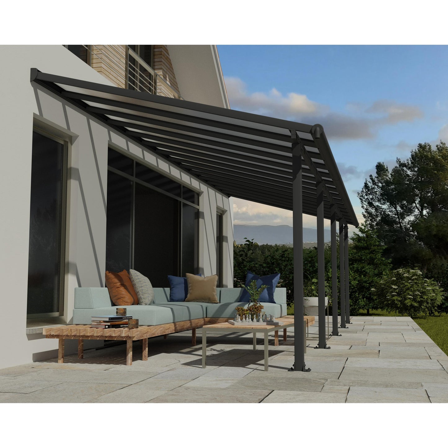 Pérgola anexa Olympia 860x294 cinzento 