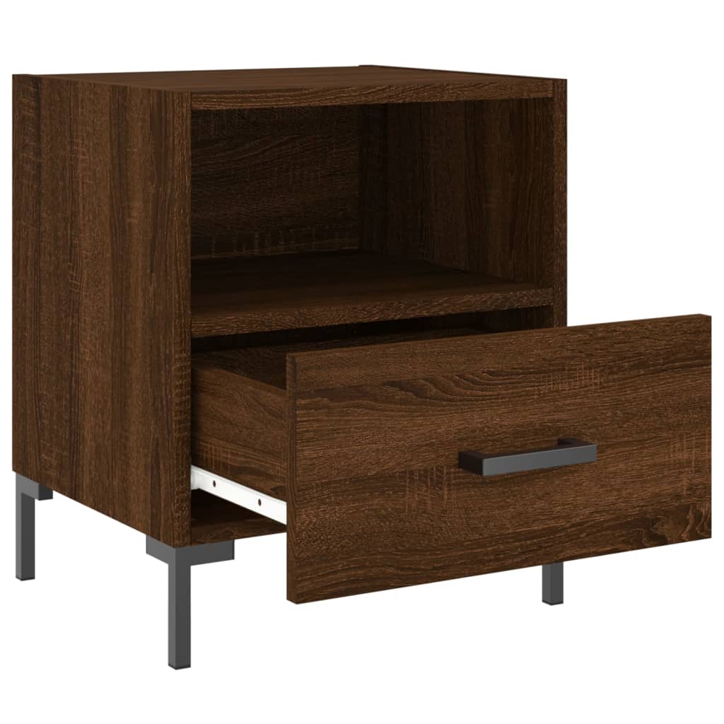 Mesita Noche 2 Uds Madera Ingeniería Marrón Roble 40x35x47,5 Cm_3