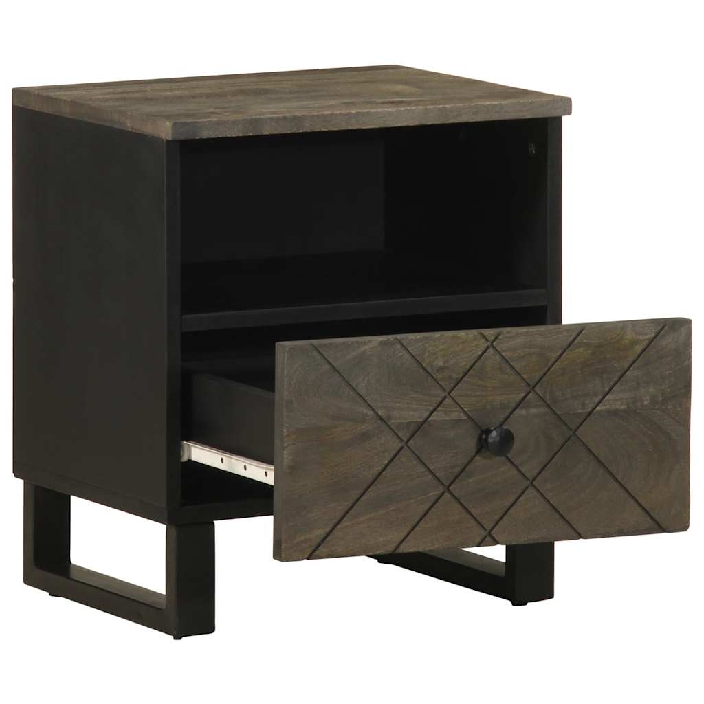 Mesitas De Noche 2 Uds Madera Maciza De Mango Negro 40x33x46 Cm_1
