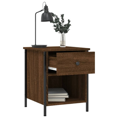 Mesita De Noche Madera De Ingeniería Marrón Roble 40x42x50 Cm_2