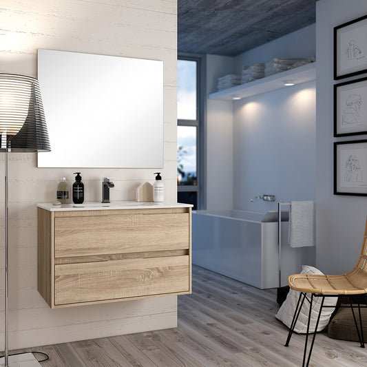 Mueble Baño Sandra - Natural - 2 Cajones - 100 Cm_0
