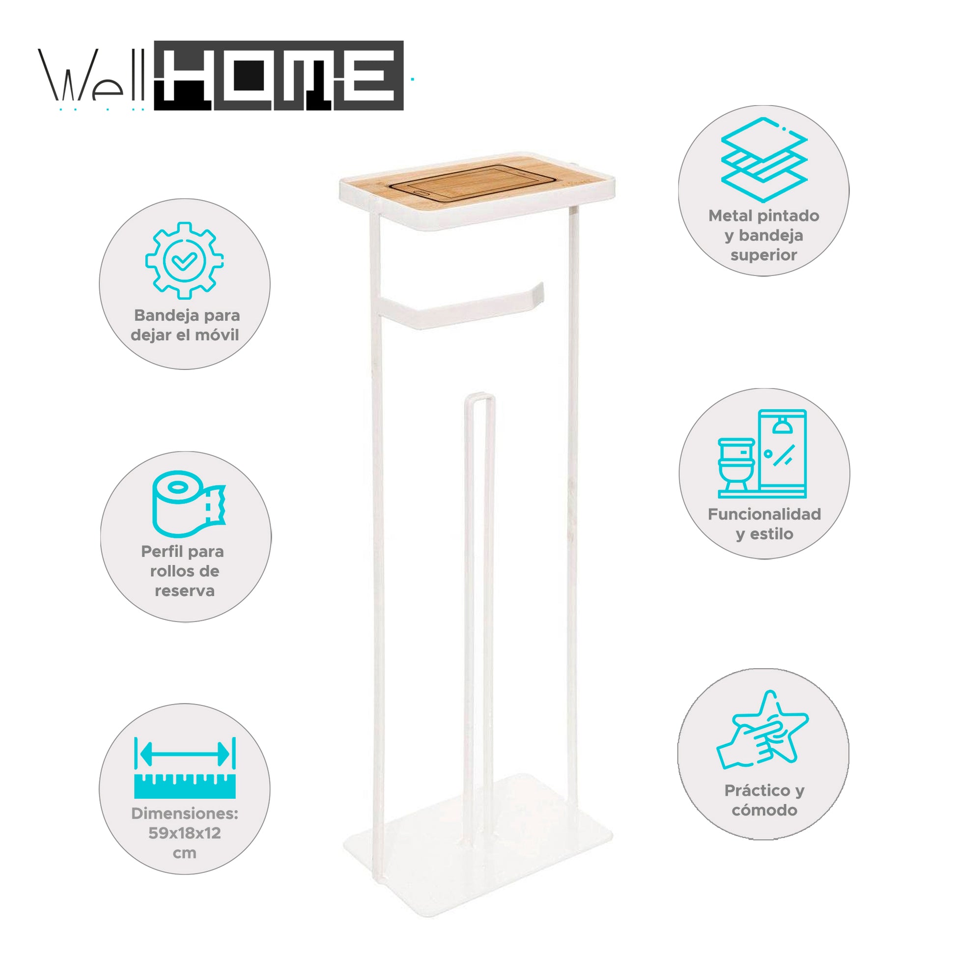 Wellhome - Soporte Para Papel Higiénico, Con Reserva Y Sporte Para Teléfono_1