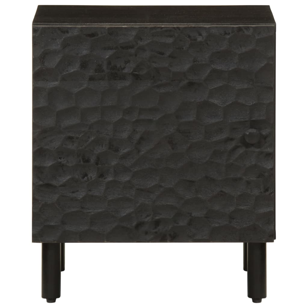 Mesitas De Noche 2 Uds Madera Maciza De Mango Negro 40x33x46 Cm_2