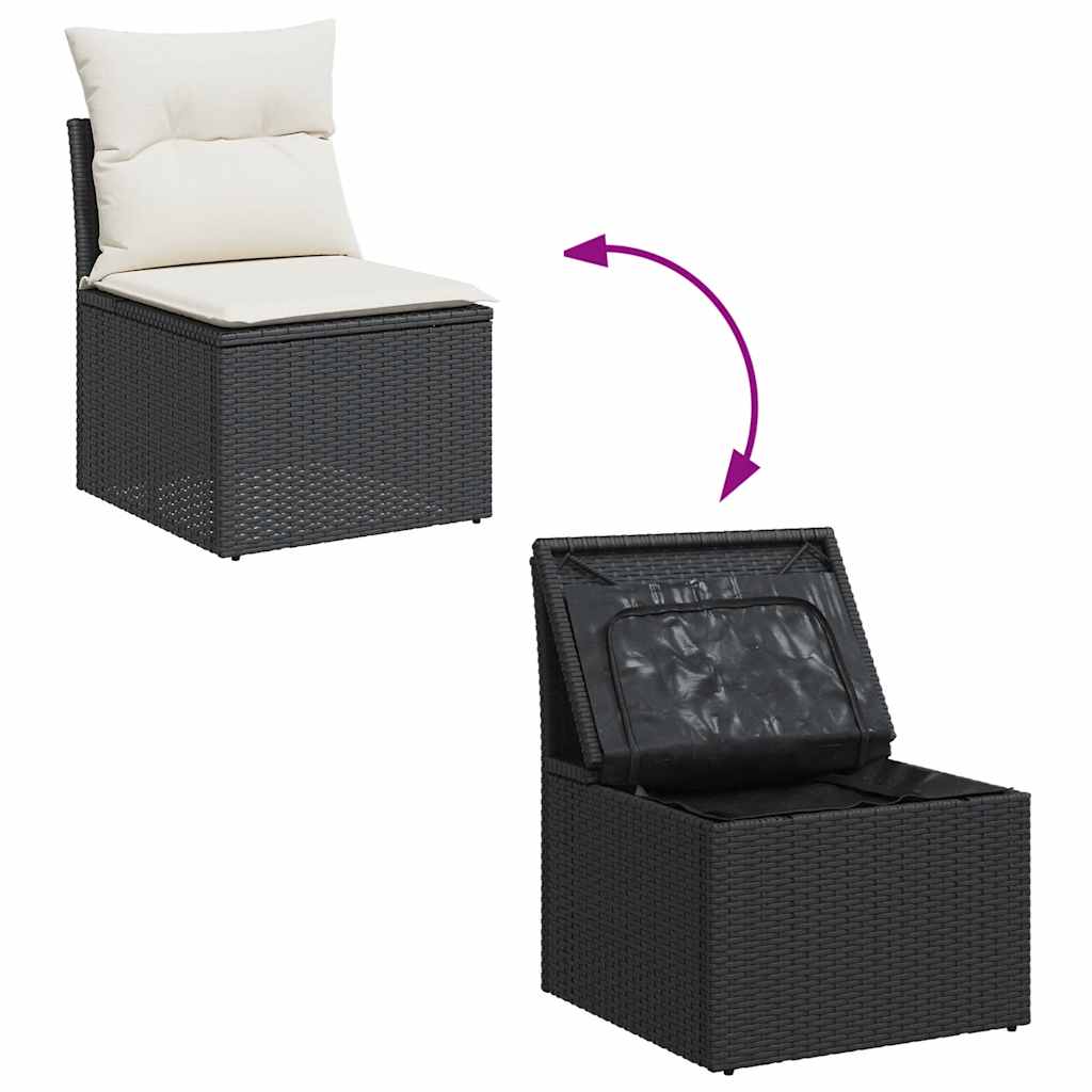Set De Muebles De Jardín 5 Pzas Y Cojines Ratán Sintético Negro / Vetonek_4
