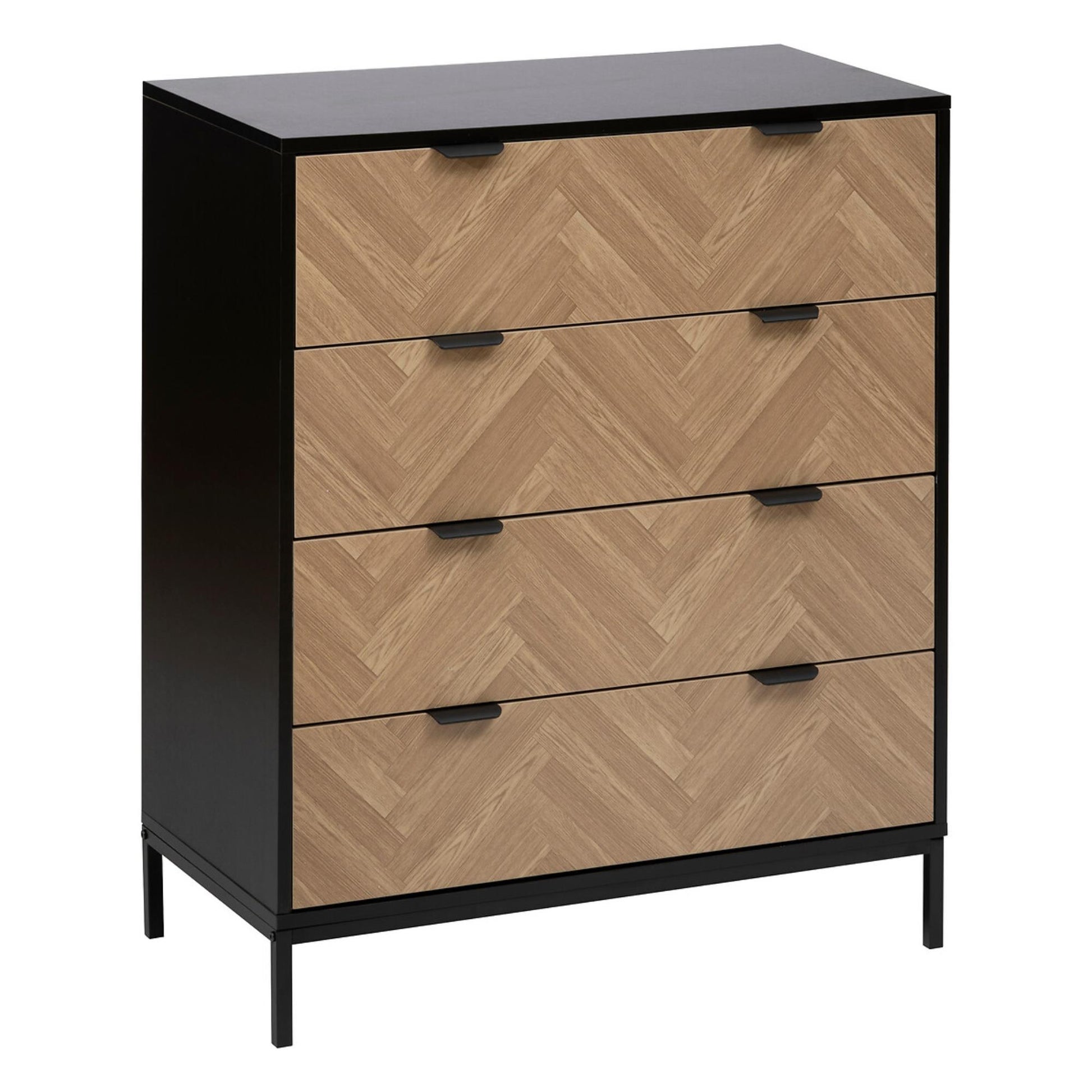Cómoda Chevrons 4 Cajones en PART BDE1 Color Negro (80 x 40 x 95 cm)_0