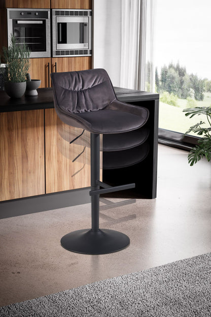 Taburete De Bar, Terciopelo Gris Con Respaldo 86 - 106 Cm_4