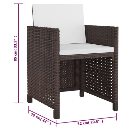 Vidaxl Set De Comedor Jardín 5 Pzas Y Cojines Ratán Sintético Marrón_2