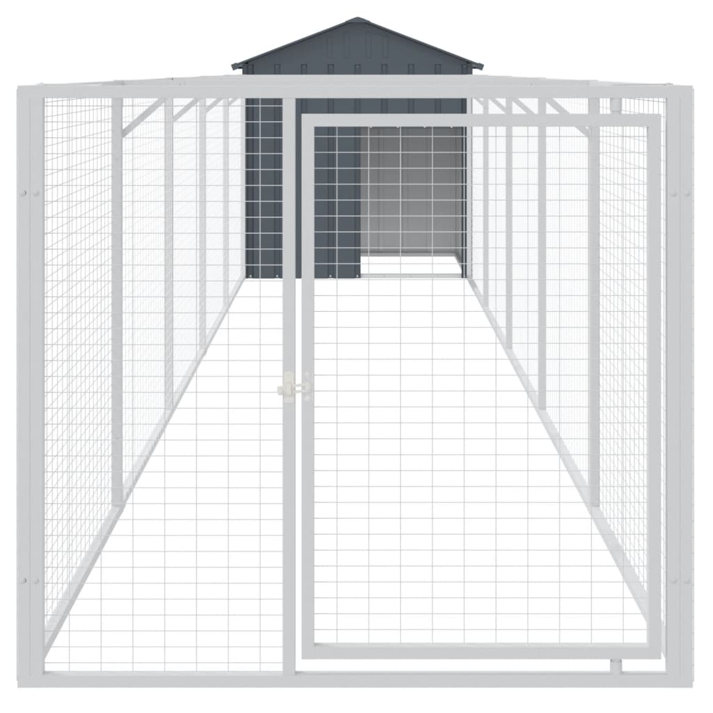 Caseta Perros Con Tejado Acero Galvanizado Gris 117x609x123 Cm_2