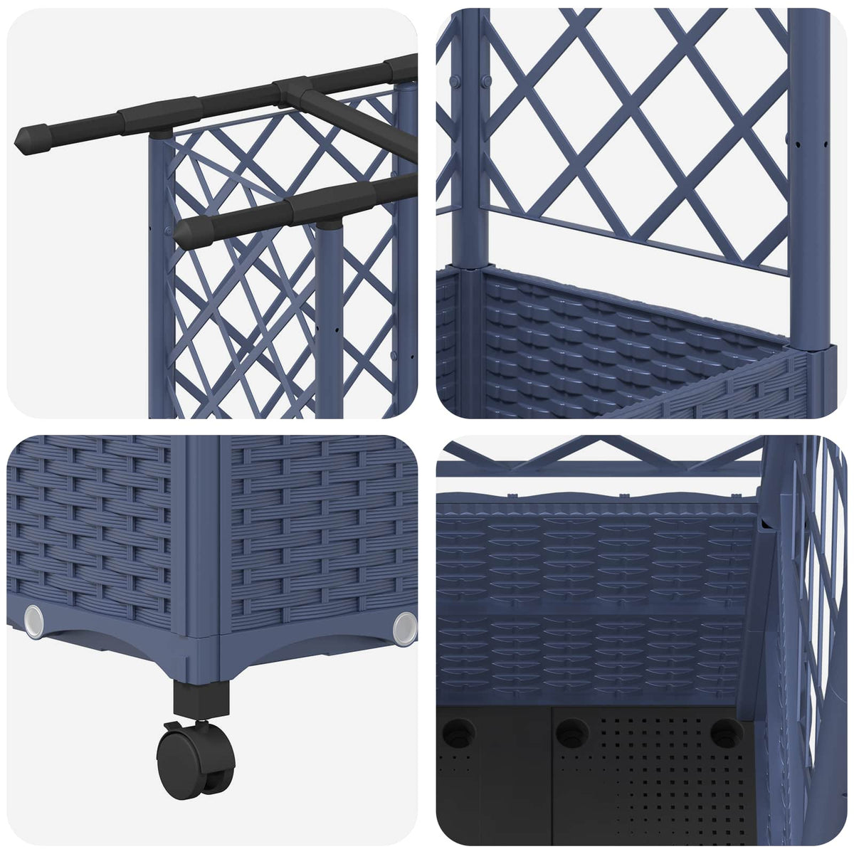 Cama Elevada Con Trellis Y Techo Gris 163,5 X 40 X 142 Cm Pp_5