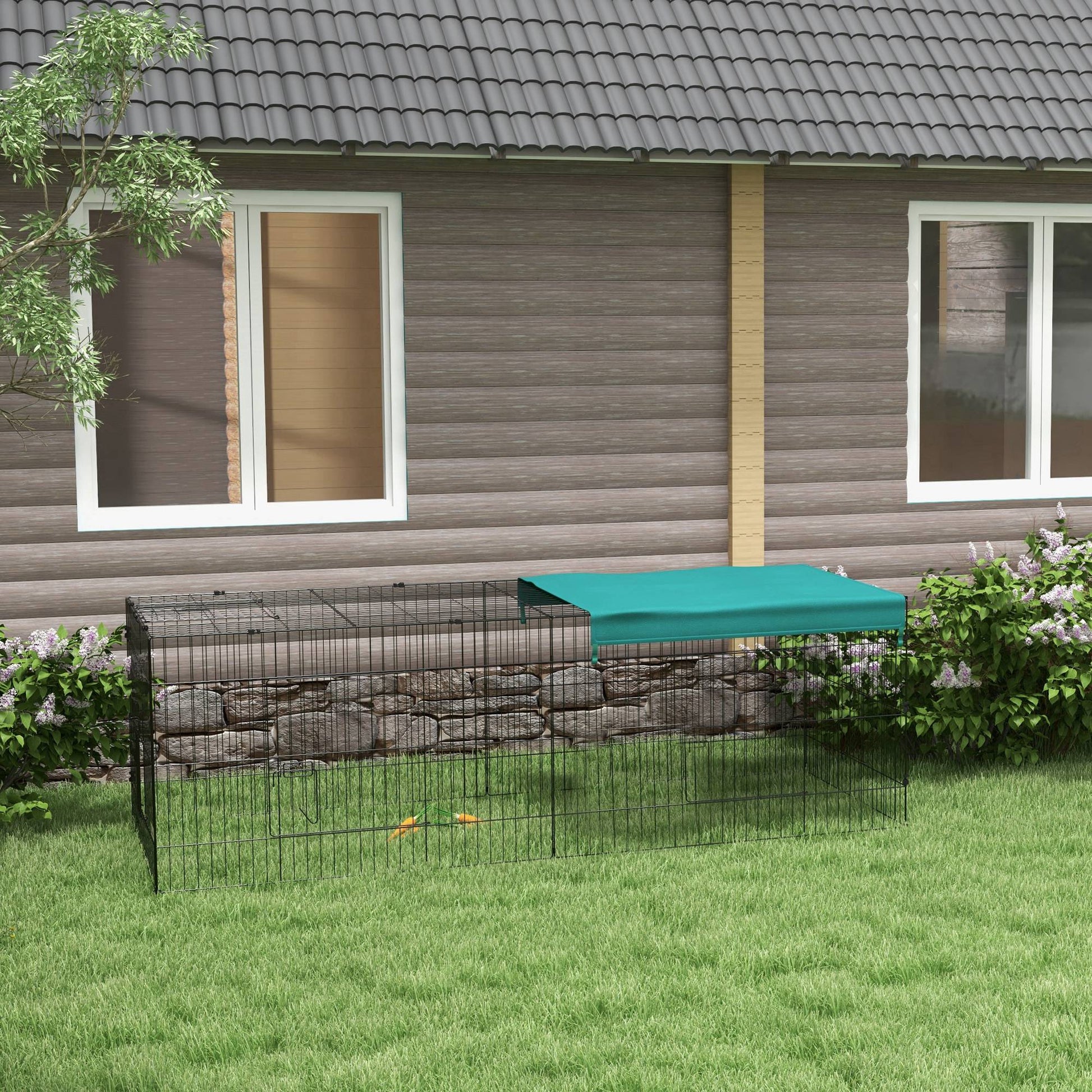 Pawhut Jaula Para Animales Pequeños Con Puertas 220x85x70 Cm Verde_1