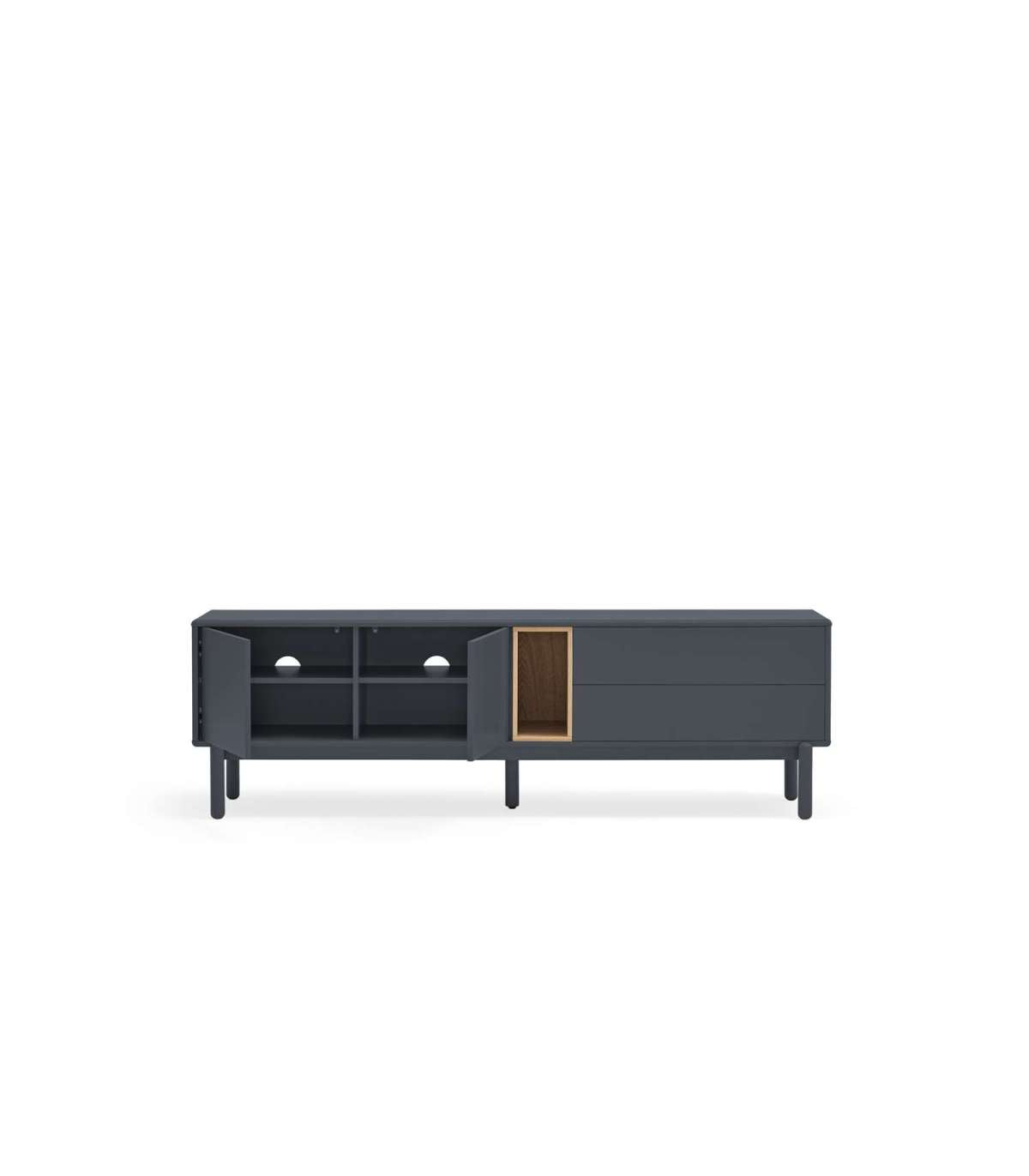 Mueble Para Televisión Modelo Corvo 2 Puertas 2 Cajones Acabado Gris Antracita, 40cm(anch_2